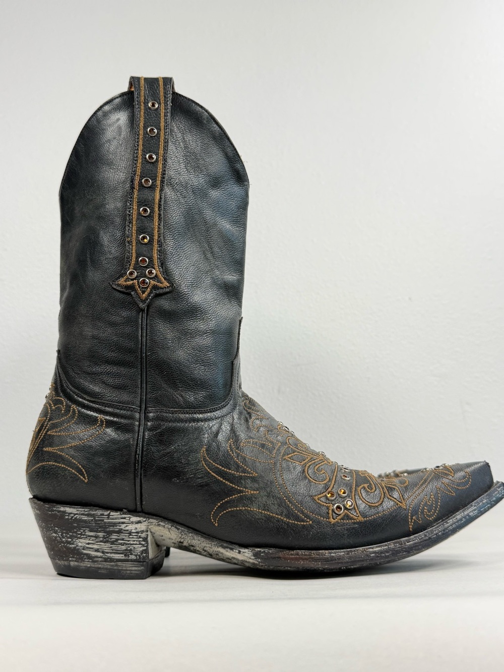 Old Gringo Milagros Black Western Boots Size 7.5 B Swarovski Crystal Studded